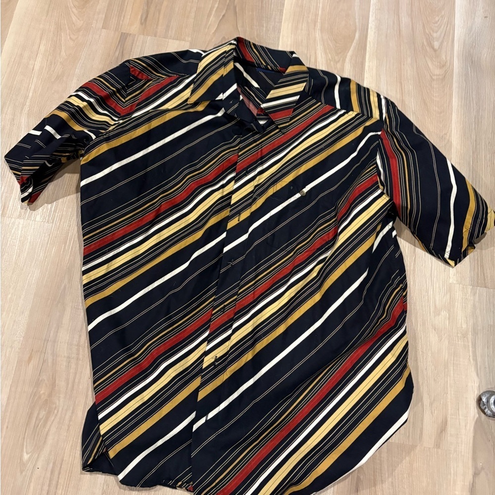 Dynamic Black and Red Casual Button Down Shirt